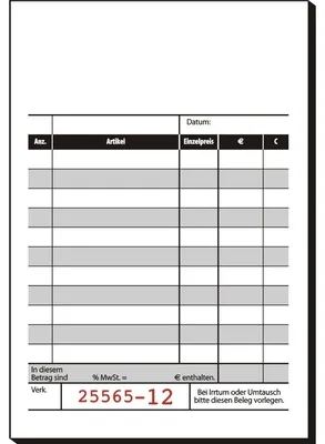 Produktbild von SIGEL KC620 Kassenblock, mit Additionsblatt, Recyclingpapier, fortlaufend nummeriert, 1. und 2. Blatt bedruckt, 100x165 mm, mit Blaupapier, 2 x 50 Blatt