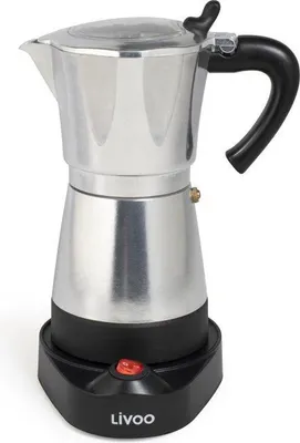 Obrázek produktu pro Elektrická italská kávovar LIVOO DOD117A, 480 W, 300 ml, 6 šálků, stříbrná/černá