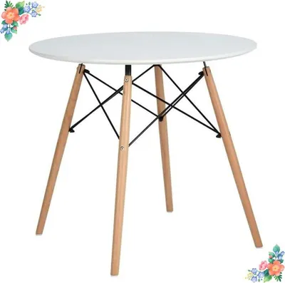 Productafbeelding van Ronde bartafel, keukentafel, bistrotafel voor eetkamer, ontvangstkamer, eettafel, Scandinavisch design, rond met beukenpootjes (70 x 70 cm, wit)