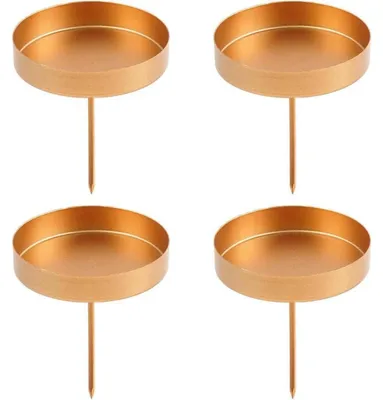 Productafbeelding van Adventskrans met kaarshouders, 4 stuks, goud, 10 cm, metaal, geschikt voor stompkaarsen en staafkaarsen