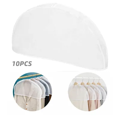 Produktbild von 10er Set Kleiderhüllen PEVA transparent, Anzughülle mit Schulteröffnung, Staubschutz Kleidung, wasserdichte Kleidersäcke für Schrank & Reise