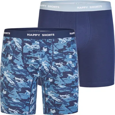 Produktbild von Happy Shorts Herren Boxer Jersey Long 2-Pack  marine - Größe XL