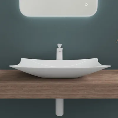 Produktbild von doporro Waschbecken 56,5x42x11cm Aufsatzwaschbecken aus Keramik in weiß inkl. Nano-Versiegelung Brüssel891