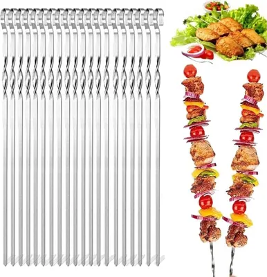 Obrázok produktu pre Špízy Šampónové špízy na mäso 32 cm Gril Nerezové 20 ks.