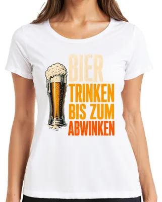 Produktbild von Bier trinken bis zum Abwinken Party Saufen Lustiges Damen T-Shirt, Weiß, L