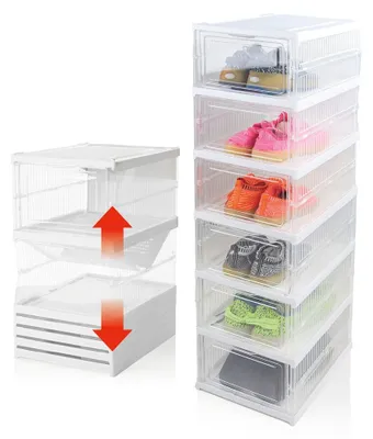 Productafbeelding van EASYmaxx opvouwbaar schoenenrek, 34,5 x 25,5 x 105 cm, wit, 6 vakken