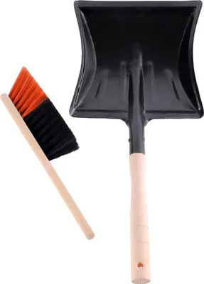 Produktbild von Garronda Kehrgarnitur Kehrschaufel Metall mit Holzgriff Set mit Handbesen (Schwarz/Orange + Schwarz)
