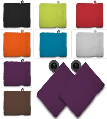 Produktbild von 2er Set Waschhandschuhe Waschhandschuh Waschlappen 16x21 cm Frottee Baumwolle, Farbe:Lila