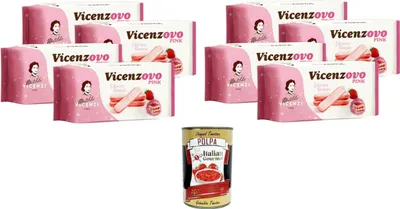 Produktbild von Vicenzi Vicenzovo Pink Savoiardi alla Fragola, Rosa Erdbeere Savoiardi, limitierte Auflage, 8x200 g+ Italian Gourmet polpa 400gr