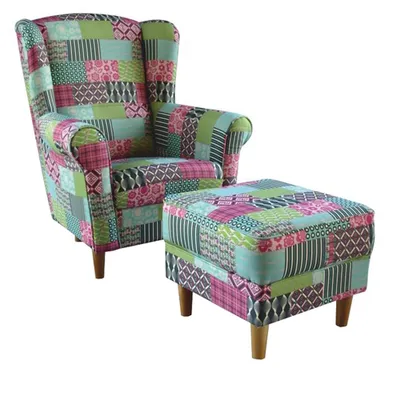 Obrázek produktu pro MOB, Křeslo s taburetem - Aster patchwork M1