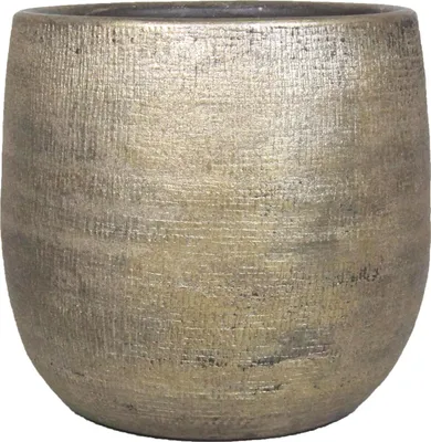 Produktbild von INNA-Glas Keramiktopf mit Maserung, Gold, 31 cm, Ø 34 cm - Blumengefäß