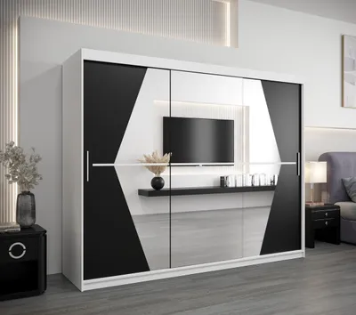 Obrázek produktu pro Šatní skříň SAMANTA - šířka 250 cm, bílá / černá