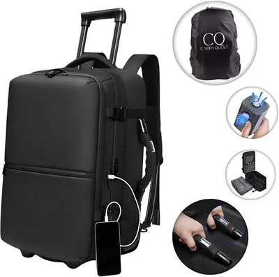 Productafbeelding van CarryQuest® - RZ/TX Pro Evo, rugzak met trolleyfunctie, 65 liter, zwart