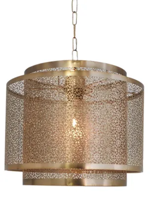 Image de Suspension Hermine en laiton et or, 1xE27x60W, métal, dimensions : 148x35x35 cm, IP20, par Rydens