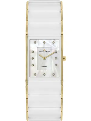 Produktbild von Jacques Lemans 1-1940K Keramik-Armbanduhr für Damen Dublin Weiß/Goldfarben