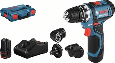 Zdjęcie produktu dla Akumulatorowa wiertarko-wkrętarka Bosch GSR 12V-15 FC, z akumulatorem 2 x 2,0 Ah, L-BOXX, 4 nasadki
