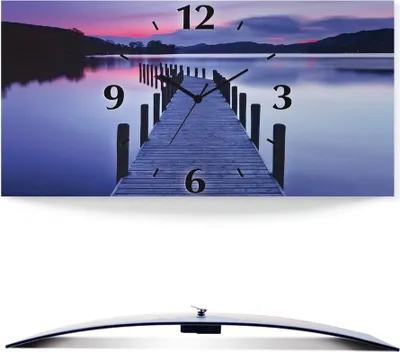 Produktbild von ARTland Wanduhr, gebogen Funkuhr - schwarzer Zeiger Panorama Steg Coniston Water Größe: 60x30 cm