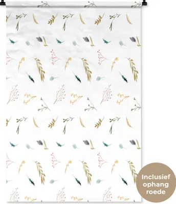Produktbild von MuchoWow® Wandteppich Wandbehang Blumen - Muster - Pastell 90x135 cm Tapisserie Dekoration Wandtuch - Baumwolle - Wandskulptur