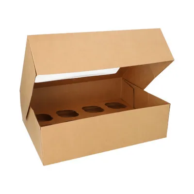 Produktbild von Cupcake-Kartons eckig 10 cm x 35 cm x 27 cm mit Sichtfenster aus PLA