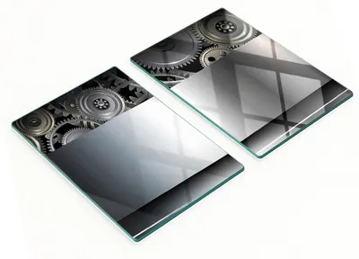Produktbild von Küchenschneidebretter aus Glas mit dekorativer Grafikstruktur, 2 x 40 x 52 cm