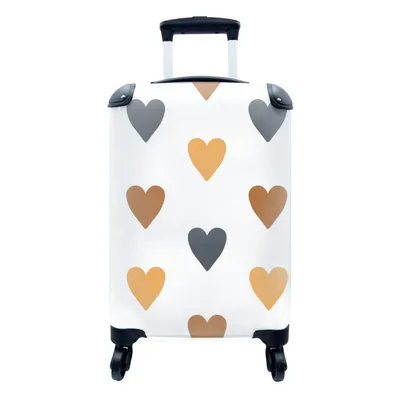 Produktbild von MuchoWow® Koffer Handgepäck Trolley Rollkoffer Kleine Reisekoffer mit 4 Rollen - Kind - Herzen - Muster - Cabin Size < 55x40x23 cm & 55x40x20 cm - Kinderkoffer - Kabinenkoffer - Boardgepäck - Reise-Box - Reisekoffer - Reisegepäck - Koffer mit Bild - Trolley für Kinder