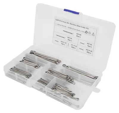 Image de Lot de 120 goupilles fendues en acier inoxydable – 6 modèles – Accessoires automobiles universels