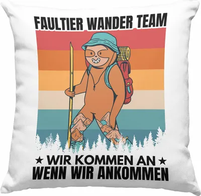 Produktbild von Trendation - Faultier Deko-Kissen mit Füllung 40x40 Geschenk Faultier Wander Team Gessch Wander Geschenke (Grün)