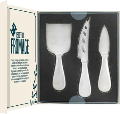 Image de HowHomely | Lot de 3 couteaux à fromage - dans un coffret cadeau - couverts à fromage - en acier inoxydable - idée cadeau