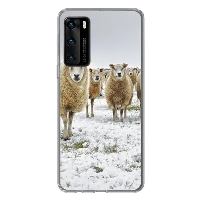 Produktbild von MuchoWow® Handyhülle Schutzhülle Hülle für Huawei P40 Schafe - Wolle - Schnee Silikon Softcase Handy Hülle - Handytasche
