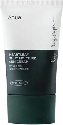 Zdjęcie produktu dla ANUA HEARTLEAF SILKY MOISTURE SUNSCREEN 50ml - Lekki krem ochronny z wysokim filtrem