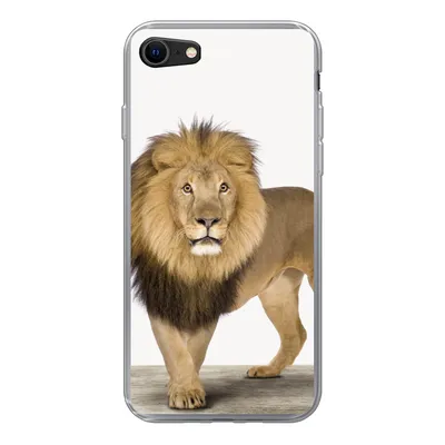 Produktbild von MuchoWow® Handyhülle Schutzhülle Hülle für iPhone SE 2020 Jungen - Löwe - Tiere - Kinder - Mädchen Silikon Softcase Handy Hülle - Kartenbesitzer