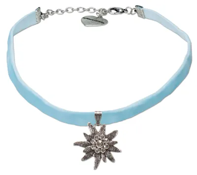 Produktbild von Alpenflüstern Trachten-Samt-Kropfband Strass-Edelweiß groß - Trachtenkette engan
