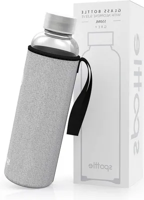 Obrázok produktu pre Fľaša na pitie Glasen – neoprénový povrch – 550 ml, 750 ml – vhodná do umývačky riadu – odolná – sivá