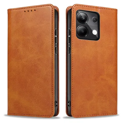 Produktbild von Handyhülle für Xiaomi Redmi Note 13 Pro Kunstleder Flip Cover Hülle Klapphülle Case Kartenfach Farbe: Hellbraun