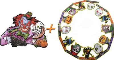 Produktbild von Halloween Deko 2er Set (Papier Girlande + Aufhängebild) Dekoration