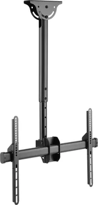 A black ceiling mount for a television, shown against a white background.