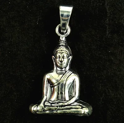 Produktbild von Buddha Kettenanhänger aus Messing - Silber, Silber-Farben, 3,5*2*1 cm, Kettenanhänger, Amulette, Modeschmuck