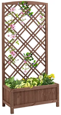 Imagen del producto de Soporte para plantas - Estante para flores - Maceta - Mesa para plantas - Enrejado - Maceta elevada de madera - Amarillo
