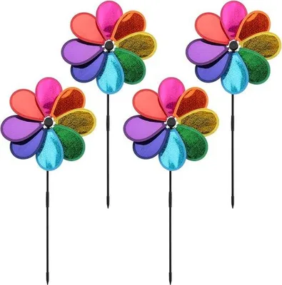 Produktbild von Regenbogengeschirr 30 cm Windmühle Windspinner für Garten Balkon Patio Dekoration