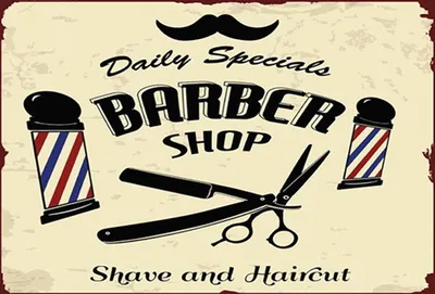 Produktbild von vianmo Holzschild 12x18 cm Barbershop shave and haircut