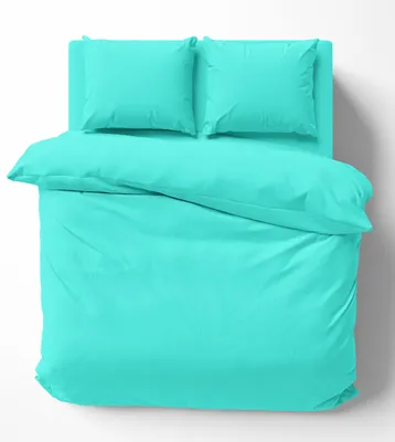 Produktbild von Bettwäsche-Set 200x200 cm Uni hell blau Doppelbett Bettbezug Renforcé Baumwolle