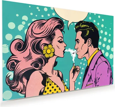 Produktbild von Glasbild 45x30cm in XXL für Wohnzimmer, Schlafzimmer Motiv Retro Pop Art Duo