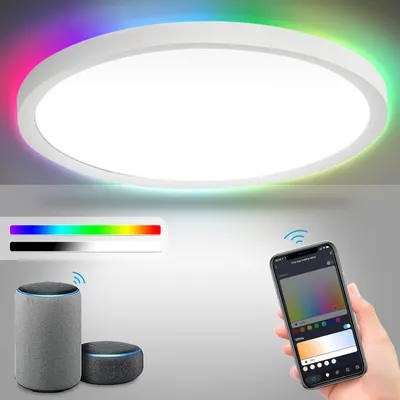 Produktbild von Jopassy 24W LED Deckenleuchte Deckenleuchten Deckenlampe RGB dimmbar BACKLIGHT IP44 Flurleuchte