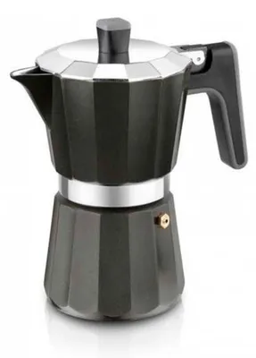 Kaffeemaschine aus Aluminium, 300 ml, 6 Tassen, schwarz