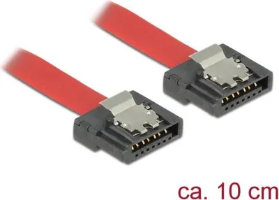 Obrázek produktu pro DeLOCK 0.1m 2xSATAIII, 0,1 m, SATA III, Samec/samec, Červená, Přímý, Přímý