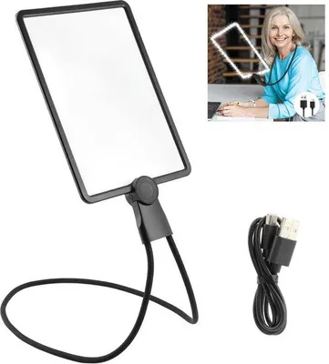 Immagine prodotto di Lente d'ingrandimento con illuminazione a LED - Ingrandimento 5x - USB-C - Lente d'ingrandimento portatile - Lente d'ingrandimento 3 in 1 - Luminosità regolabile - Lente di lettura - Lente - Lente d'ingrandimento portatile - Lente di lettura per adulti e anziani