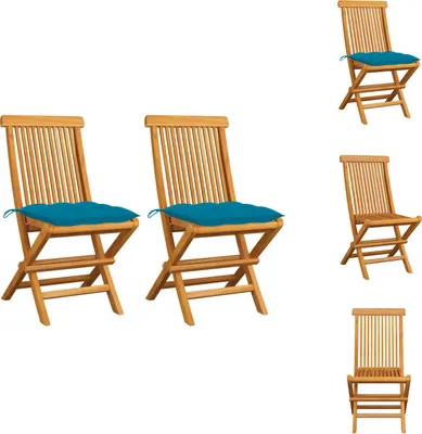 Produktbild von vidaXL Gartenstühle mit Hellblauen Kissen 2 Stk. Massivholz Teak -  Gartenstühle