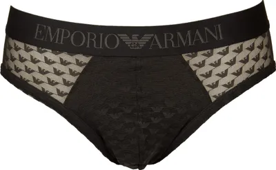 Produktbild von EMPORIO ARMANI Herren-Slip, sichtbare, elastische, transparente Logo-Stoffhose mit Unterwäsche-Logo, Artikel 112050 4F527, EUR XL - CN 175/100 - BR EG - MX EG, Poliammide 76%,Elasthan 24%