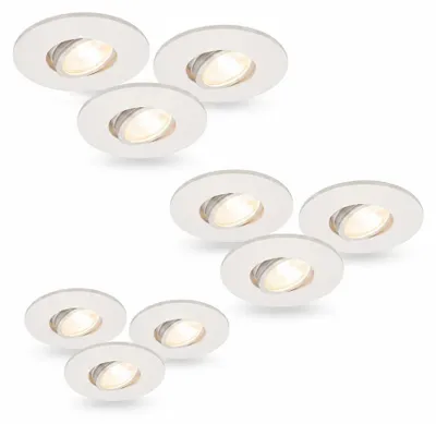 Produktbild von 9er-Set LED Einbaustrahler MD-350 – dimmbar, schwenkbar, IP44, warmweiß 2700K, weiß von Malmbergs
