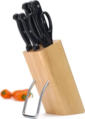 Zdjęcie produktu dla Zestaw noży z blokiem na noże, 6-częściowy, drewno - KitchenCraft